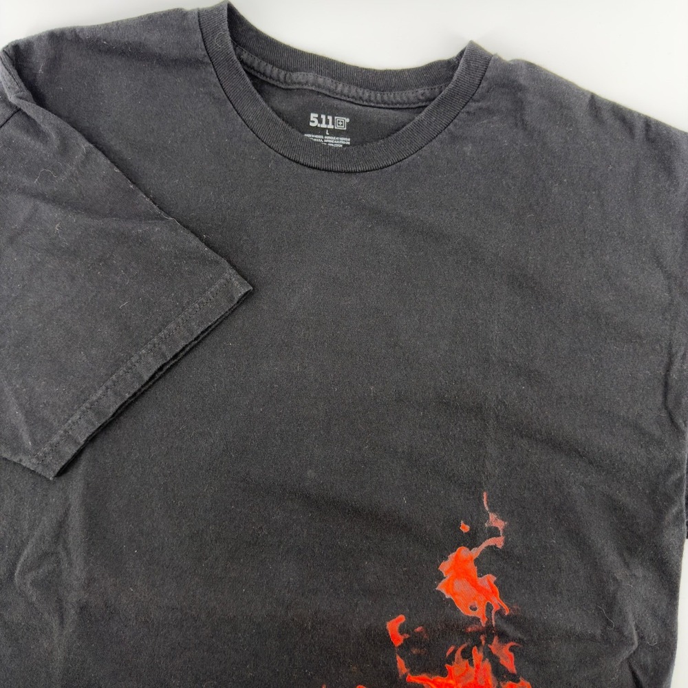 5.11 Tactical Black Graphic T Shirt Men's Size Large Flames Fire Logo